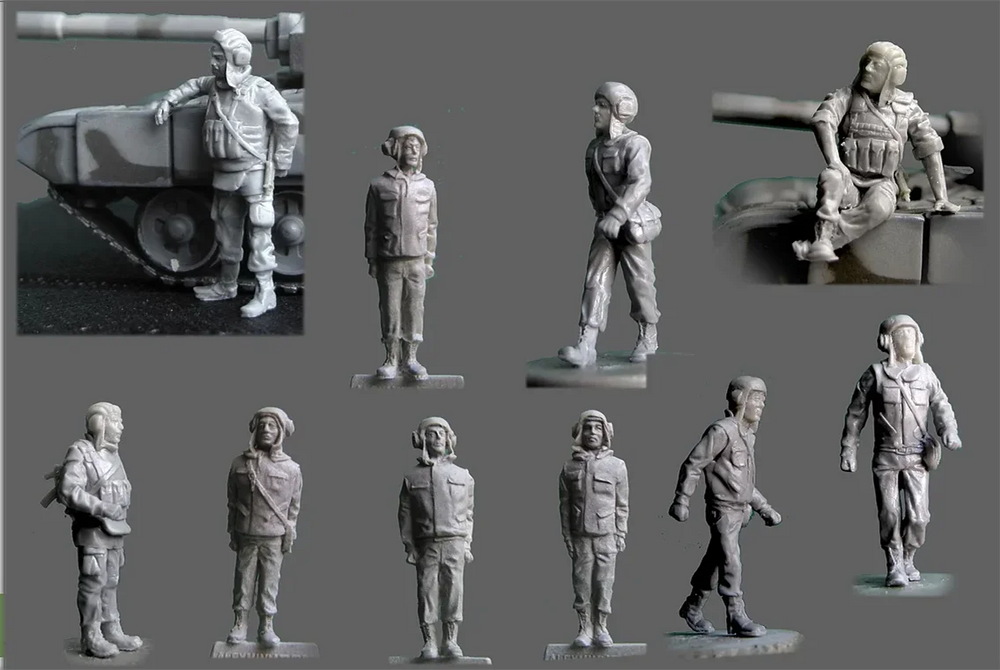 1/72 WWII Soviet Tank Commanders and Crew, 8 Figures, Resin Model Figure Kit, Unassembled and Unpainted