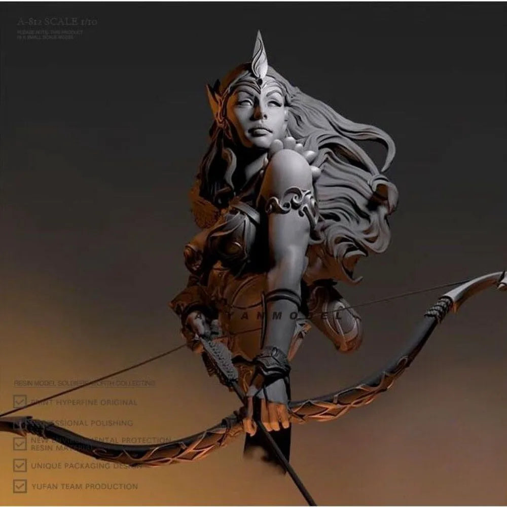 1/16 Elf Archer, Resin Model Bust Kit, Fantasy Theme, Unassembled and Unpainted