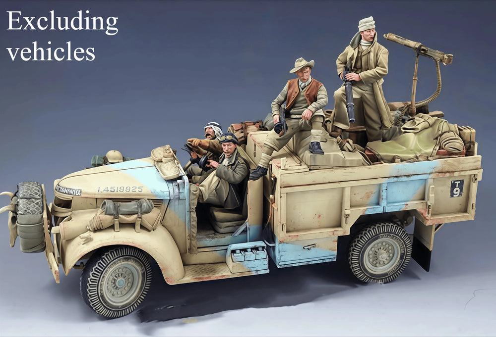 1/35 Modern Tactical Vehicle with Mounted Squad, 4 Figures, Resin Model Vehicle Kit, Unassembled and Unpainted
