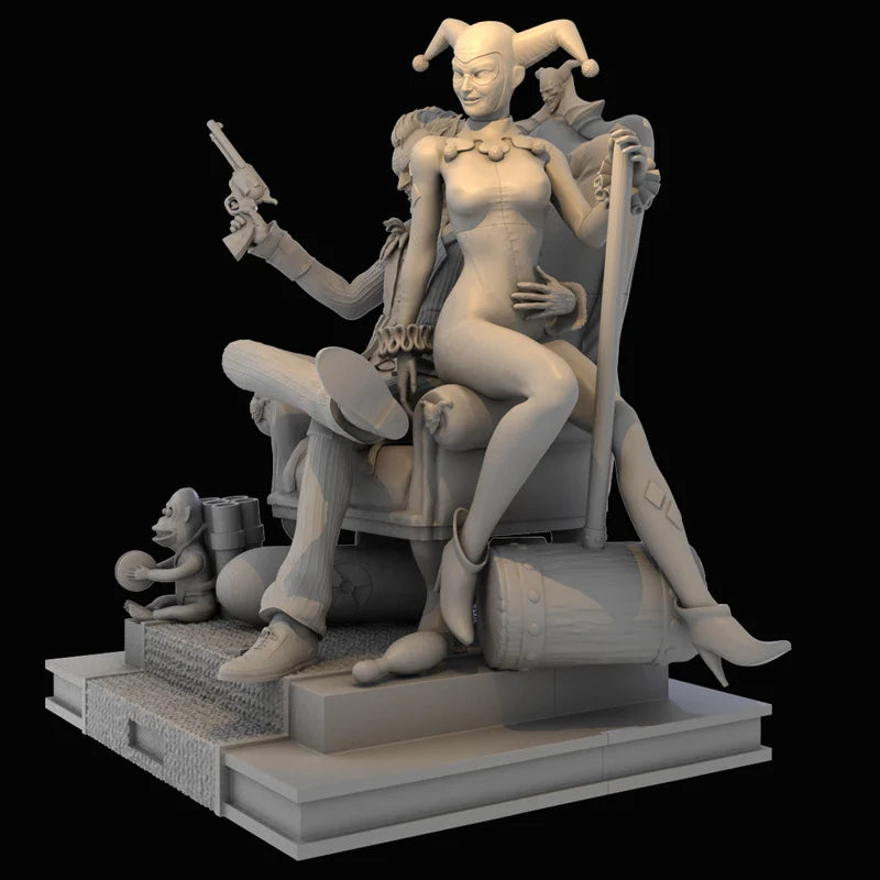 1/24 Theatrical Clown Duo, 2 Figures, Resin Model Figure Kit, Fantasy Theme, Unassembled and Unpainted