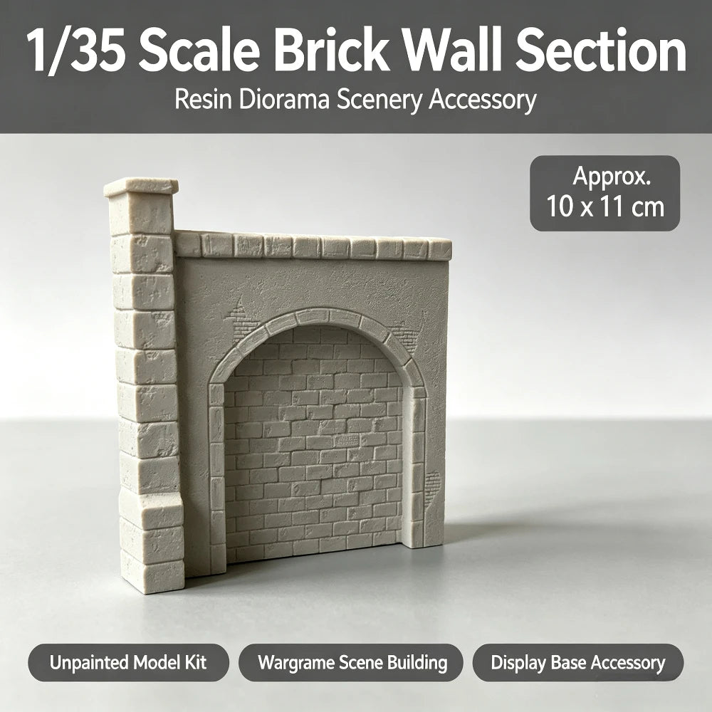 1/35 Medieval Brick Arch Wall Ruins, Resin Model Diorama Kit, Unassembled and Unpainted