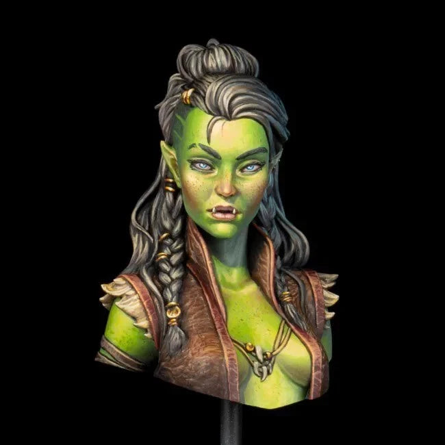 1/12 Orc Warrior with Braided Hair and Spiked Armor, Resin Model Bust Kit, Fantasy Theme, Unassembled and Unpainted