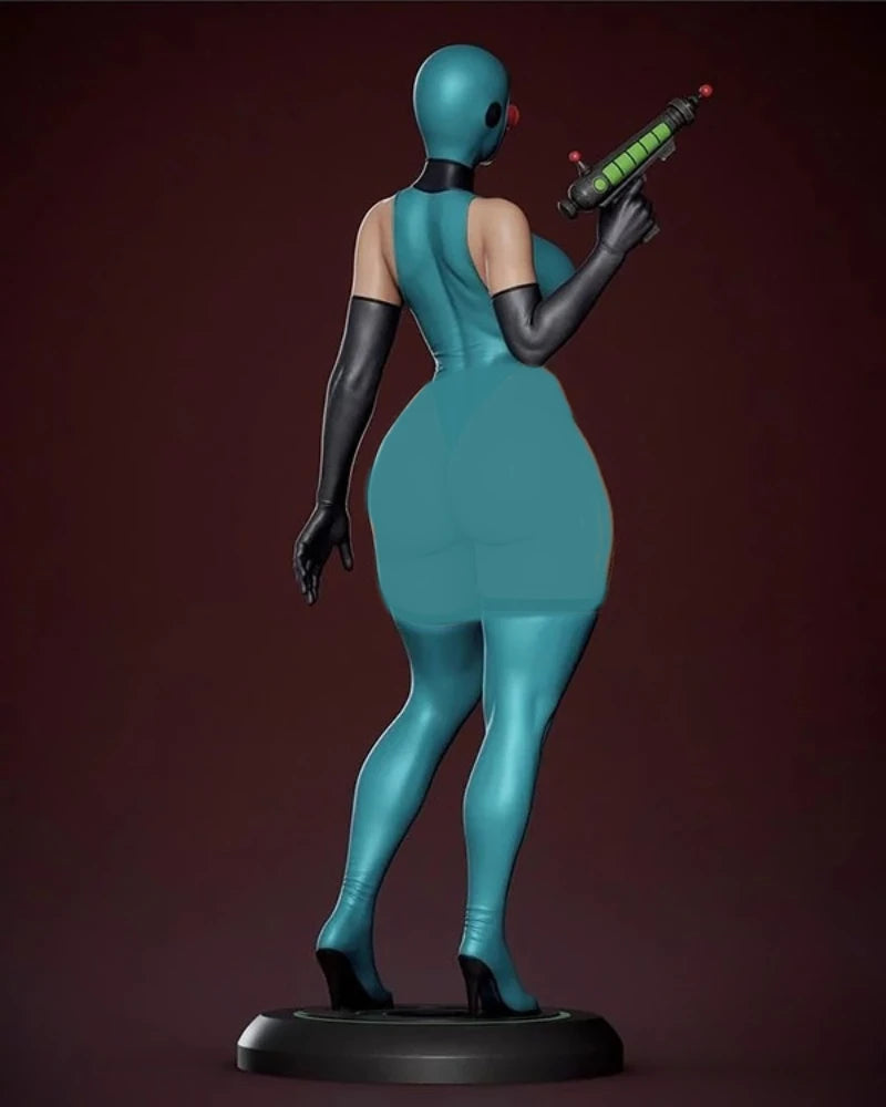 1/24 Sci-Fi Female Commando in Cyan Suit, Resin Model Figure Kit, Unassembled and Unpainted