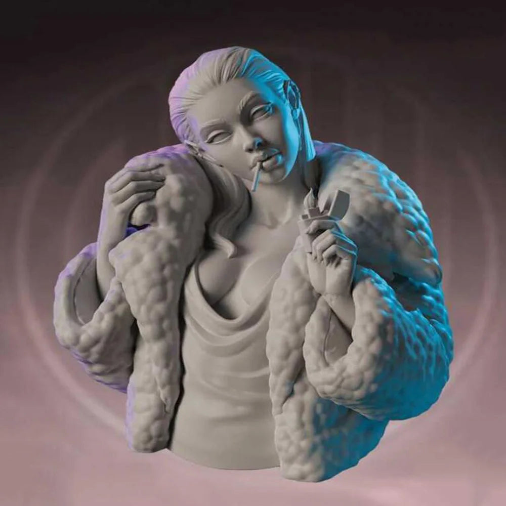 1/10 Platinum Blonde in Fur Coat, Resin Model Bust Kit, Unassembled and Unpainted