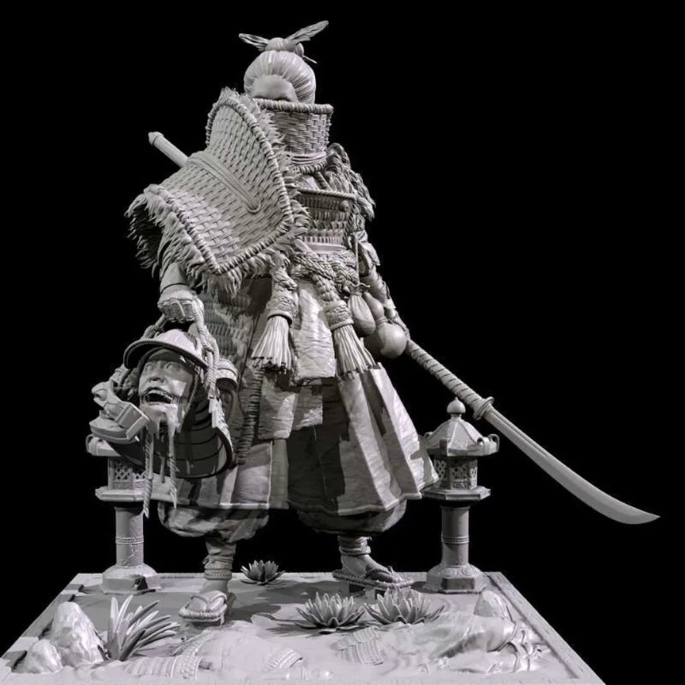35mm Medieval Ghostfaced Samurai, Resin Model Figure Kit, Unassembled and Unpainted