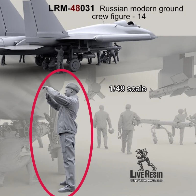 1/48 Modern Russian Ground Crew, 14 Figures, Resin Model Figure Kit, Unassembled and Unpainted