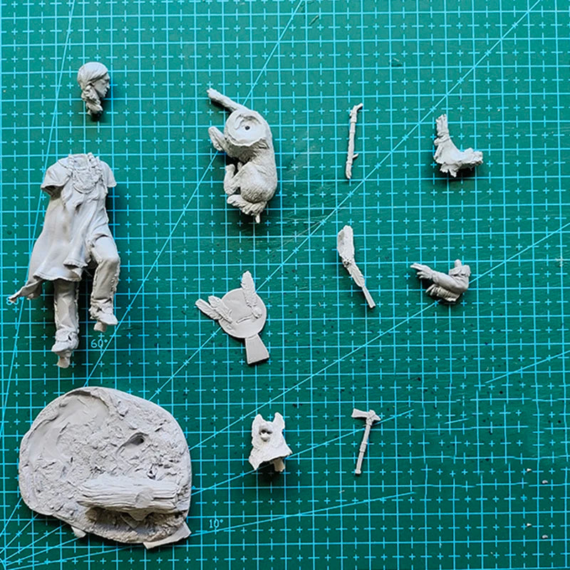 1/24 Napoleonic Prussian Officer with Wolf, Resin Model Figure Kit, Unassembled and Unpainted