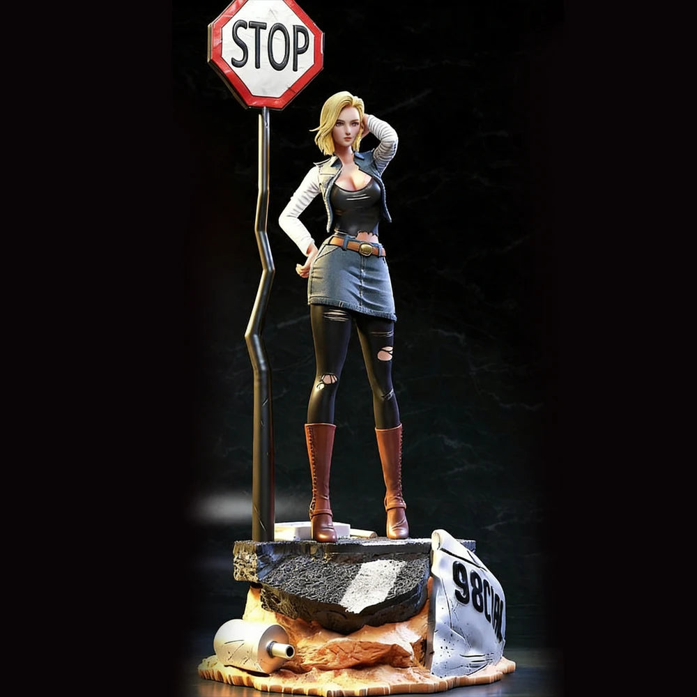 1/24 Pin-up Girl Holding Stop Sign, Resin Model Figure Kit, Unassembled and Unpainted