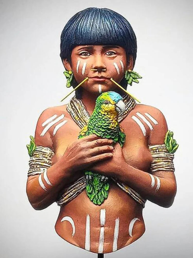 1/10 Tribal Sorceress with Toad Familiar, Resin Model Bust Kit, Fantasy Theme, Unassembled and Unpainted