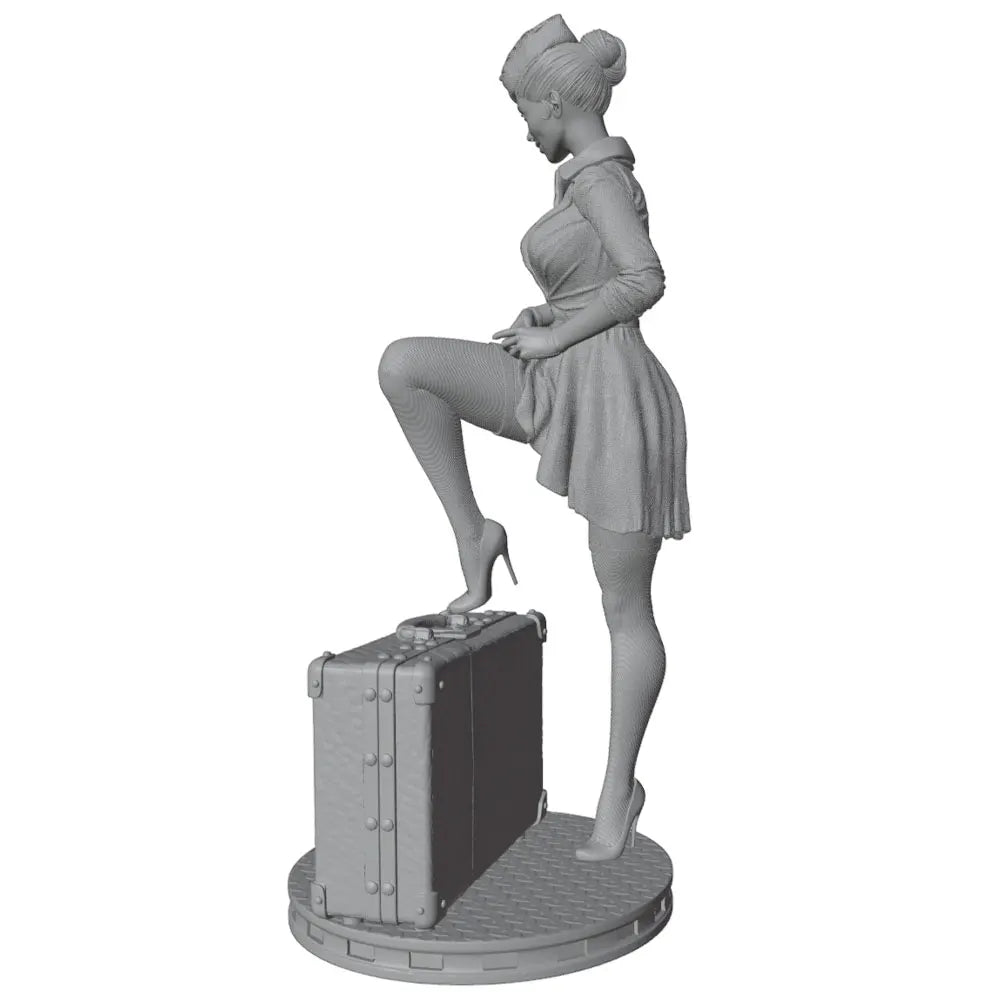 1/24 Retro Stewardess, Resin Model Figure Kit, Unassembled and Unpainted