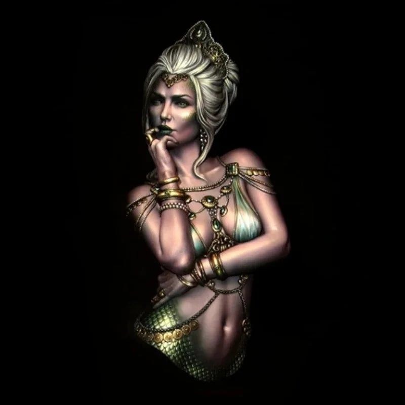 1/10 Contemplative Sorceress with Mermaid Scales, Resin Model Bust Kit, Unassembled and Unpainted