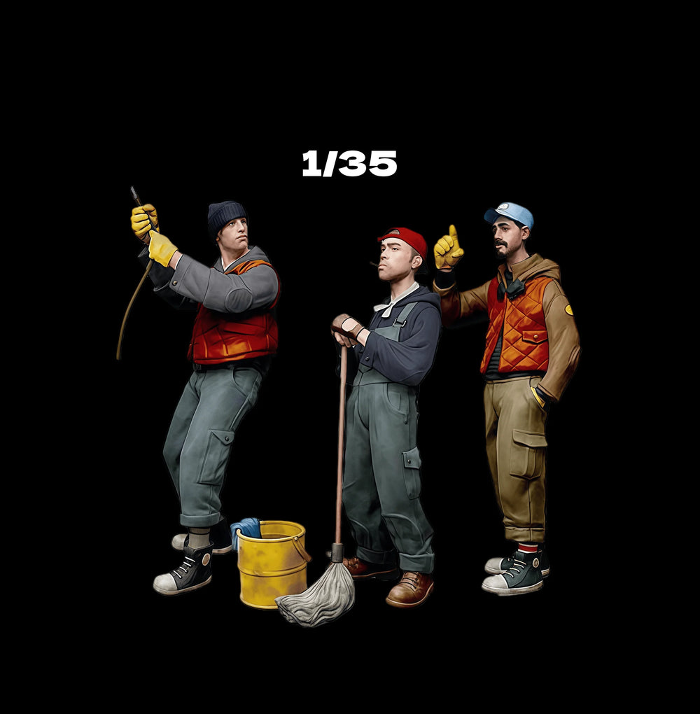 1/35 WWII Naval Crew, 3 Figures, Resin Model Figure Kit, Unassembled and Unpainted