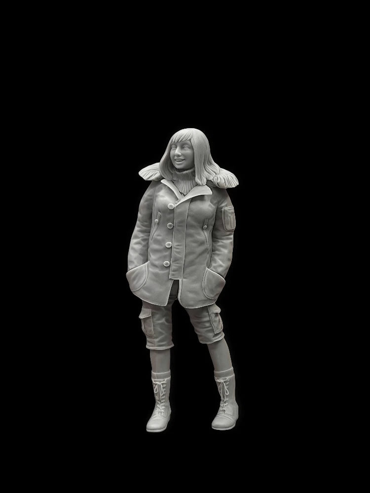 1/20 Female in Military-Style Jacket, Resin Model Figure Kit, Anime Theme, Unassembled and Unpainted