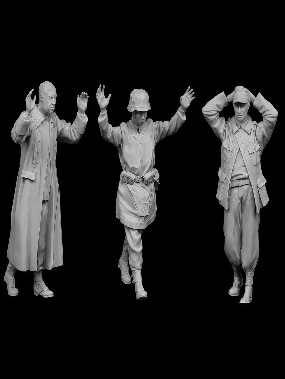 1/35 WWII Prisoners of War, 3 Figures, Resin Model Figure Kit, Unassembled and Unpainted