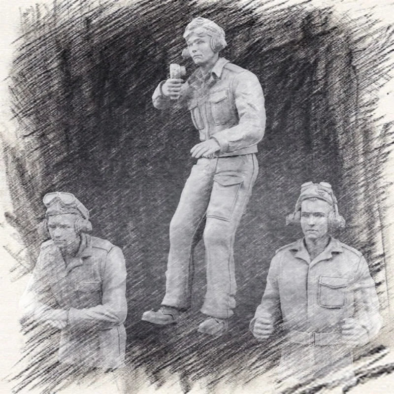 1/35 Modern Civilians with Leader in Commanding Pose, 3 Figures, Resin Model Figure Kit, Unassembled and Unpainted