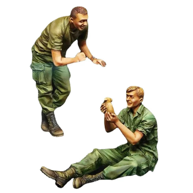 1/35 Vietnam War US Soldiers with Dogs, 2 Figures, Resin Model Figure Kit, Unassembled and Unpainted