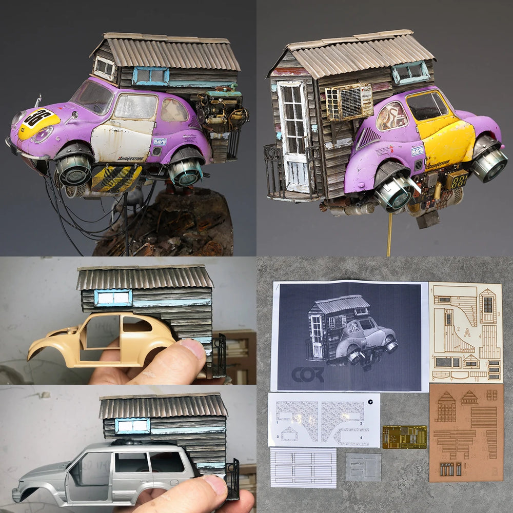 1/24 Vintage Automotive Scene, Resin Model Diorama Kit, Historical Theme, Unassembled and Unpainted