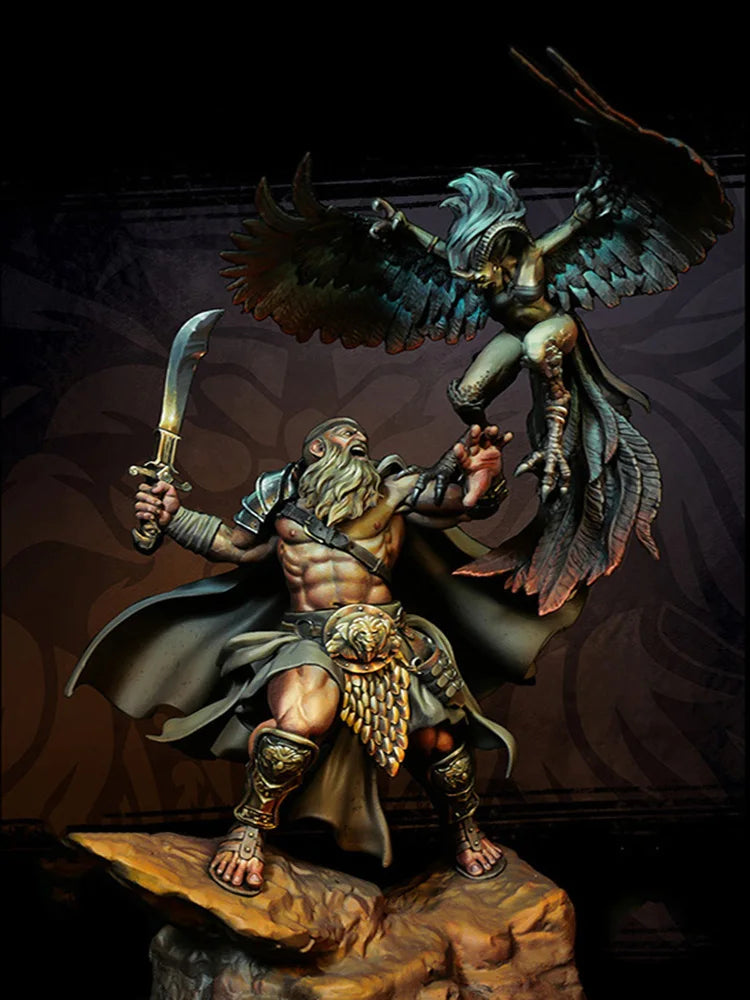 1/24 Medieval Phoenix-Winged Warrior with Sword, Resin Model Figure Kit, Unassembled and Unpainted