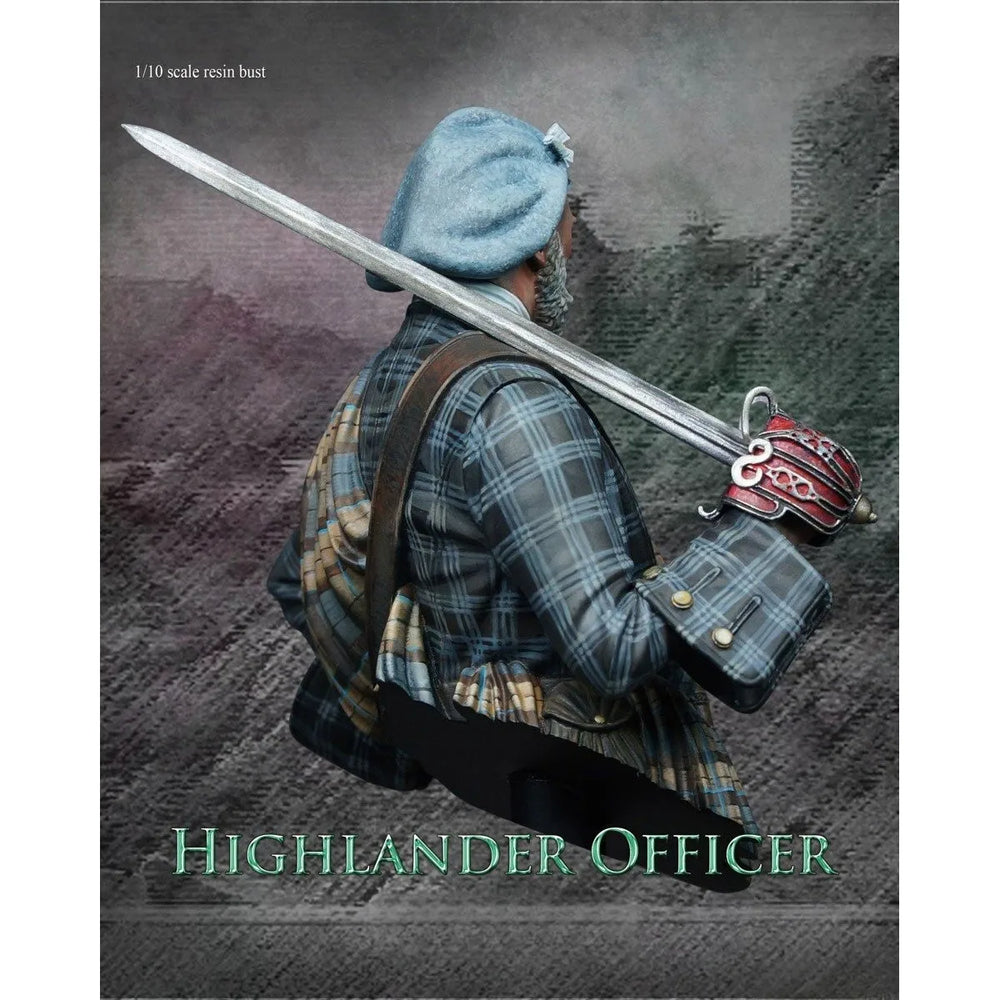 1/10 Napoleonic Highland Officer, Resin Model Bust Kit, Unassembled and Unpainted
