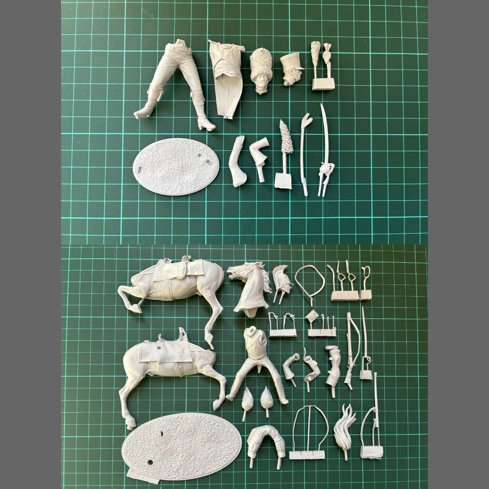 75mm Napoleonic Russian Cuirassier Cavalry, 2 Figures, Resin Model Figure Kit, Unassembled and Unpainted
