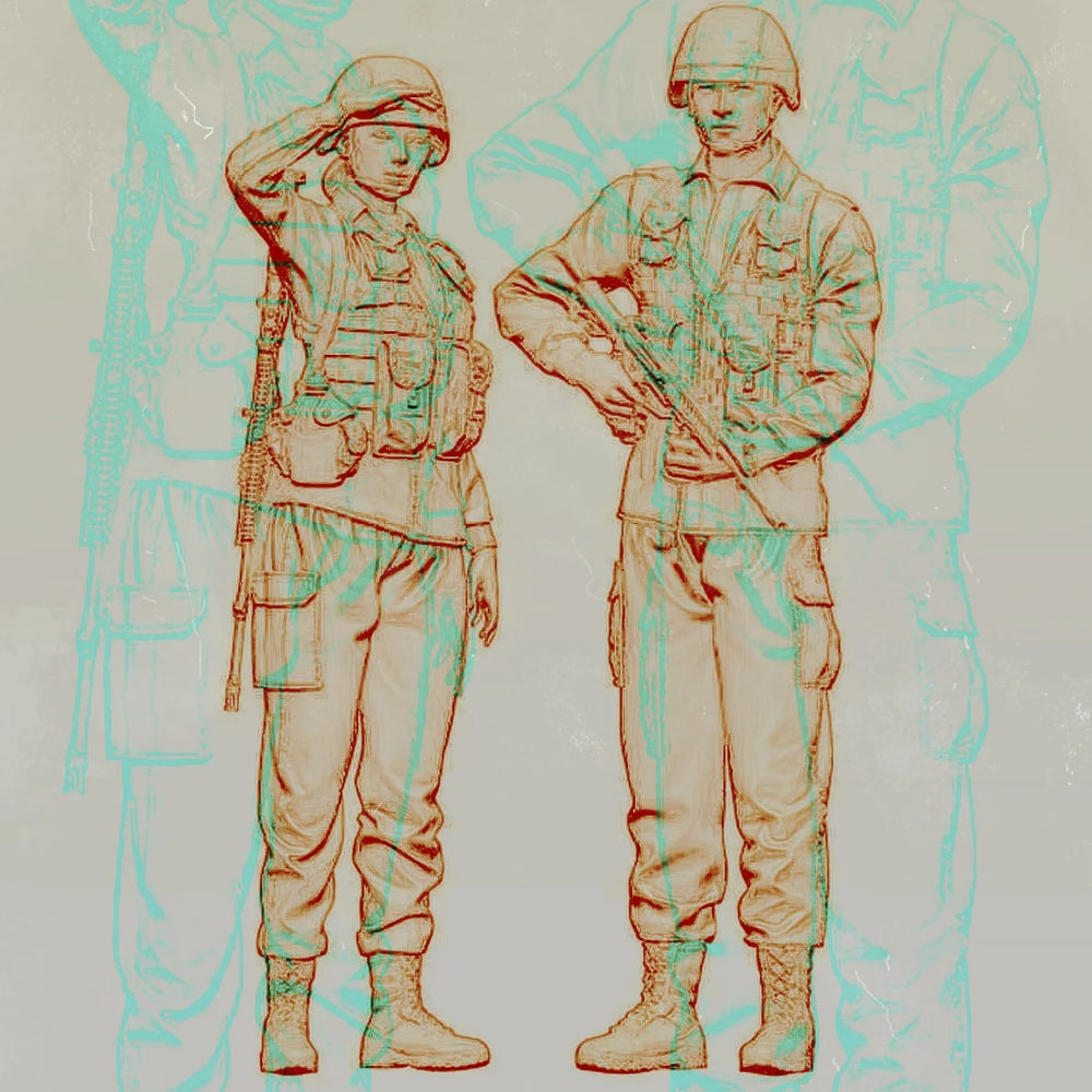 1/35 Modern Korean Army Infantry, 2 Figures, Resin Model Figure Kit, Unassembled and Unpainted