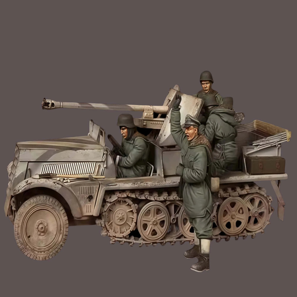 1/35 WWI German Infantry with Mounted Machine Gun Truck, 5 Figures, Resin Model Figure Kit, Unassembled and Unpainted