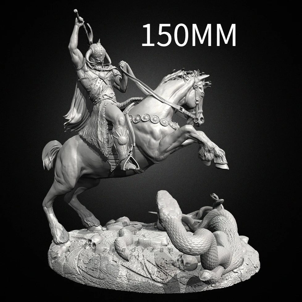 150mm Mounted Warrior, Resin Model Figure Kit, Fantasy Theme, Unassembled and Unpainted