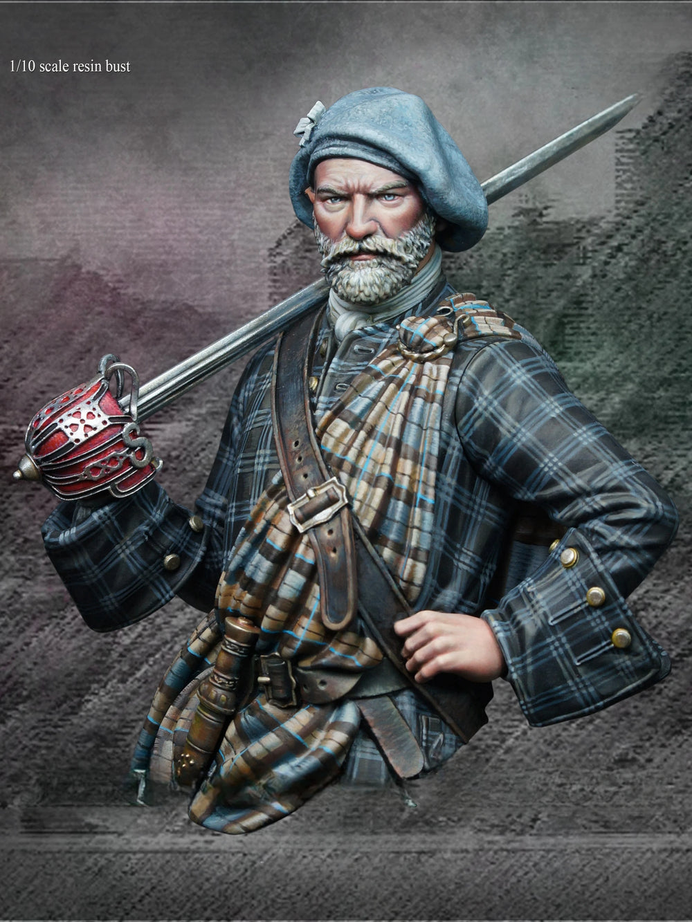 1/10 WWI Scottish Soldier with Rifle and Bayonet, Resin Model Bust Kit, Unassembled and Unpainted