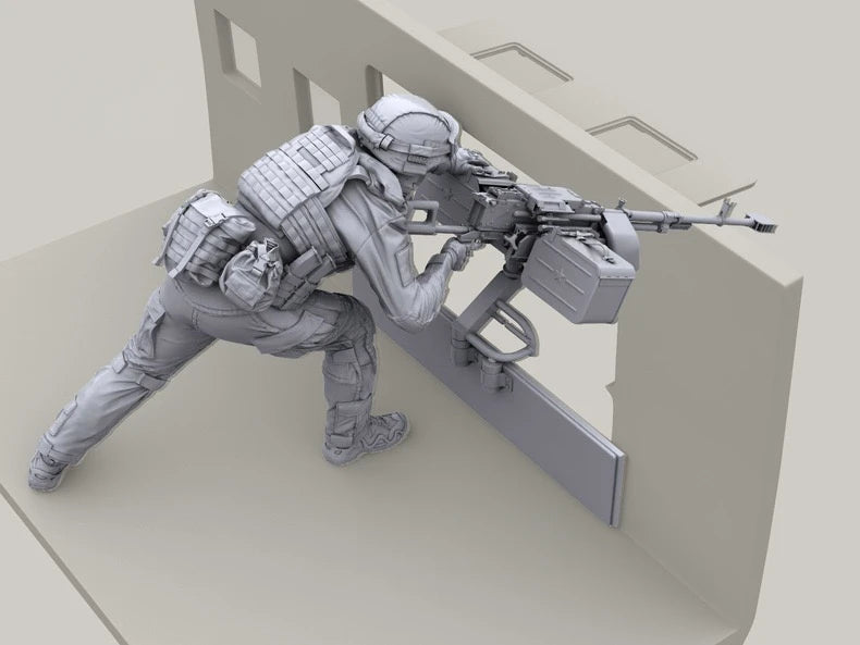 1/48 Modern Operator Fast-Roping with Carbine, Resin Model Figure Kit, Unassembled and Unpainted