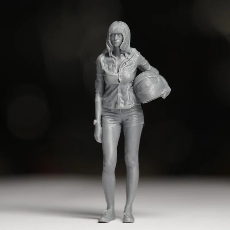 1/35 1/35 Motorcycle Girl, Resin Model Figure Kit, Unassembled and Unpainted