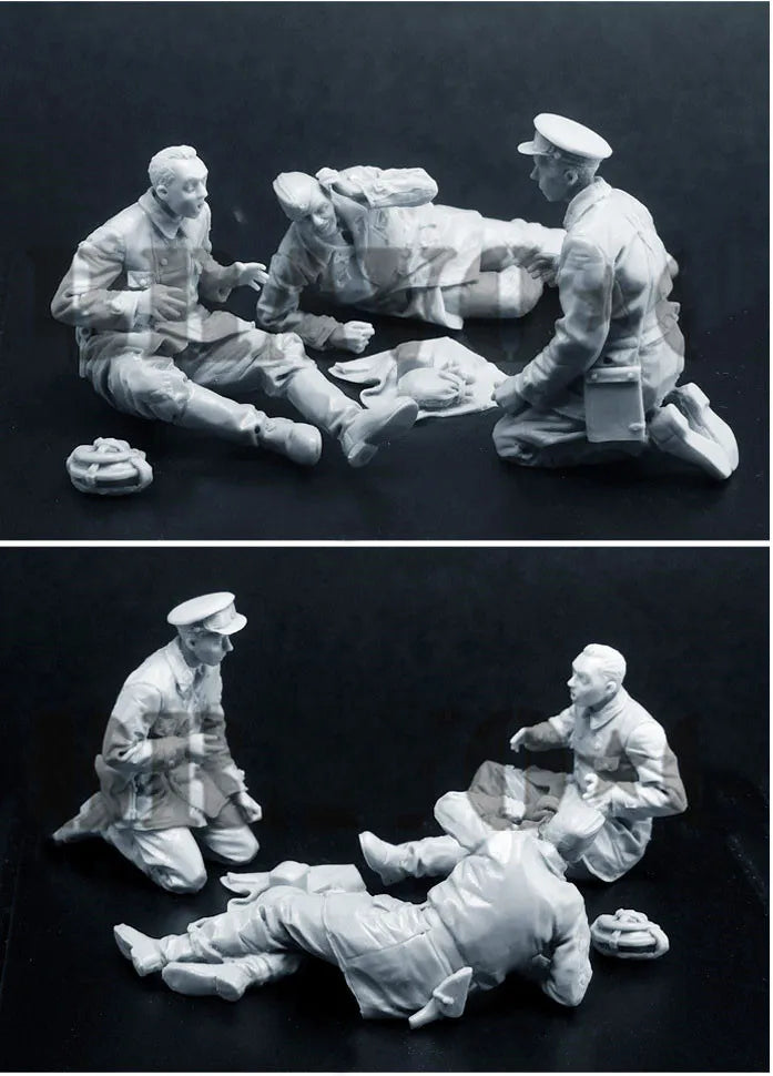 1/35 WWII Soldiers Rest Scene, 3 Figures, Resin Model Figure Kit, Unassembled and Unpainted