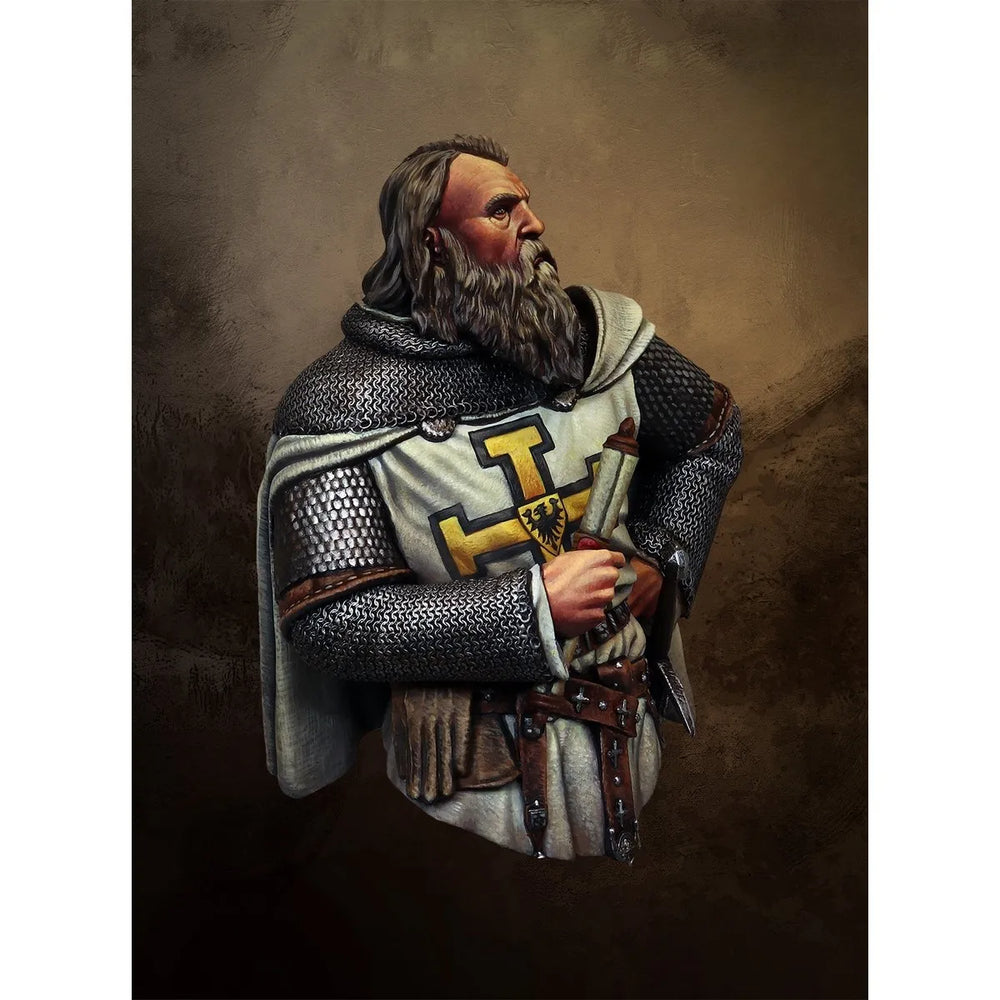 1/9 Medieval Crusader Officers, 2 Figures, Resin Model Bust Kit, Unassembled and Unpainted