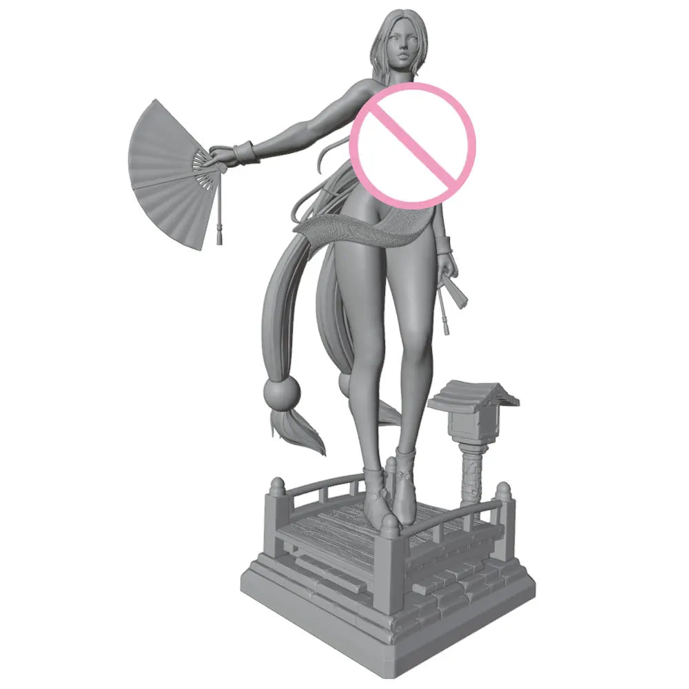 75mm Fantasy Pinup with Fan, Resin Model Figure Kit, Unassembled and Unpainted