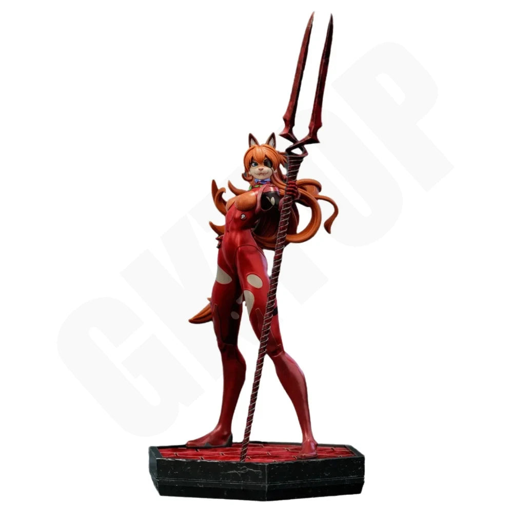 1/24 Red Demon Warrior with Staff, Resin Model Figure Kit, Fantasy Theme, Unassembled and Unpainted