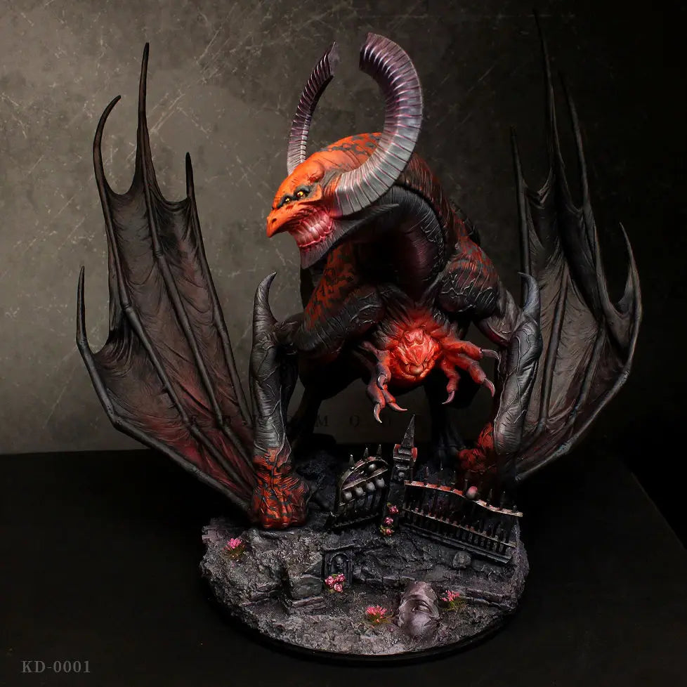 Demon Warrior with Ridged Horns and Wings, Resin Model Figure Kit, Fantasy Theme, Unassembled and Unpainted