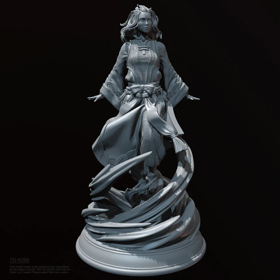 75mm Female on Flowing Base, Resin Model Figure Kit, Fantasy Theme, Unassembled and Unpainted