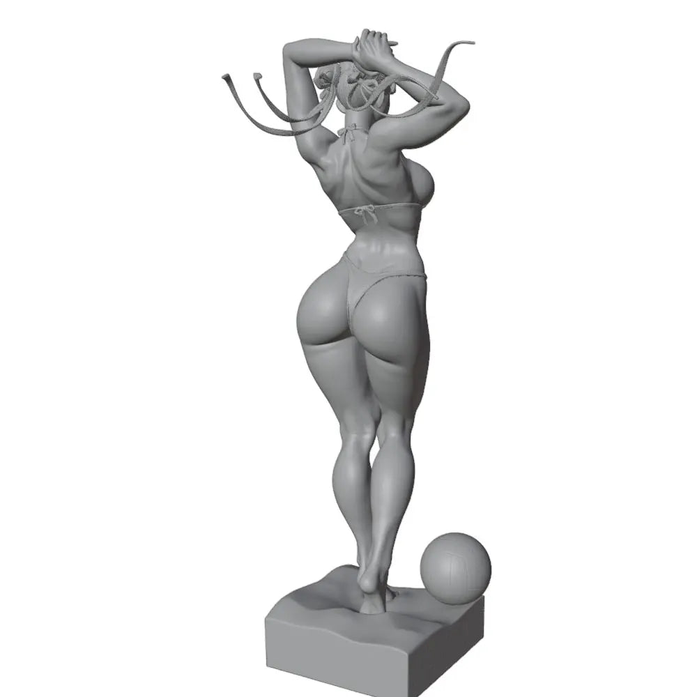 1/24 Female Pinup with Soccer Ball, Resin Model Figure Kit, Unassembled and Unpainted