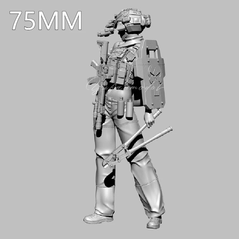 75mm Modern Tactical Female Soldier, Resin Model Figure Kit, Unassembled and Unpainted