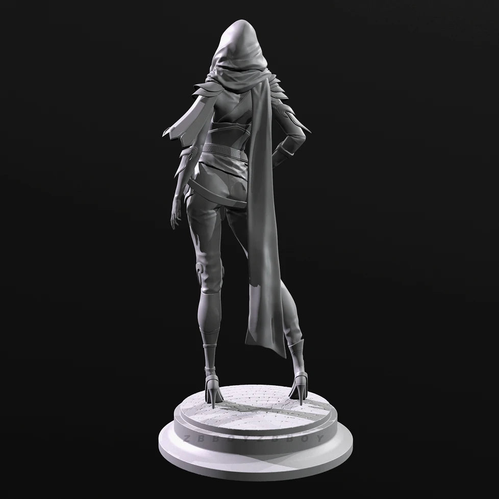 75mm Hooded Fantasy Female, Resin Model Figure Kit, Fantasy Theme, Unassembled and Unpainted