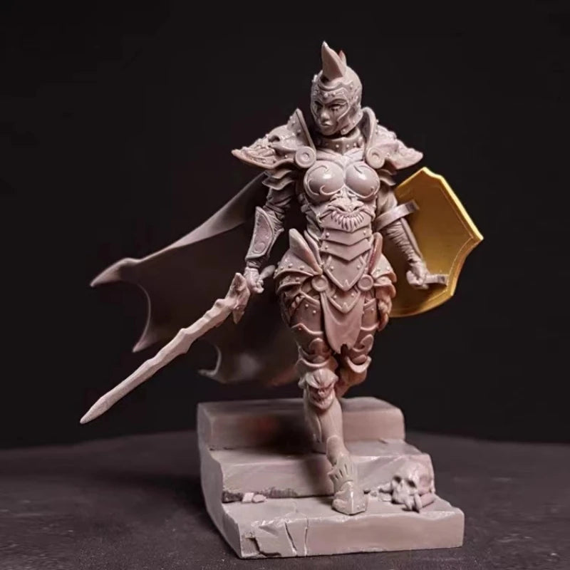 75mm Dark Fantasy Horned Warrior, Resin Model Figure Kit, Fantasy Theme, Unassembled and Unpainted