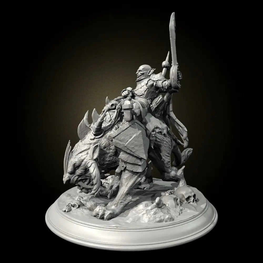 75mm Orc Cavalry Warrior, Resin Model Figure Kit, Fantasy Theme, Unassembled and Unpainted