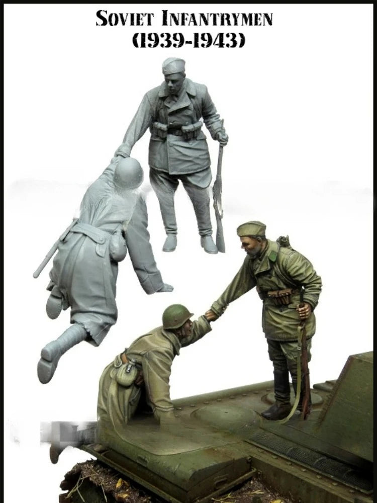 1/35 WWII Soviet Infantry Assault Squad, 5 Figures, Resin Model Figure Kit, Unassembled and Unpainted