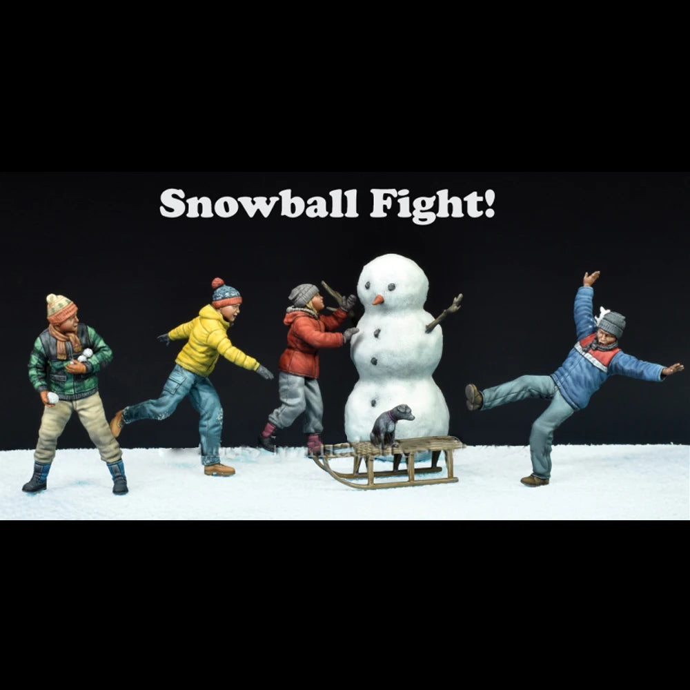1/35 WWII Soldiers Snowball Fight, 6 Figures, Resin Model Figure Kit, Unassembled and Unpainted
