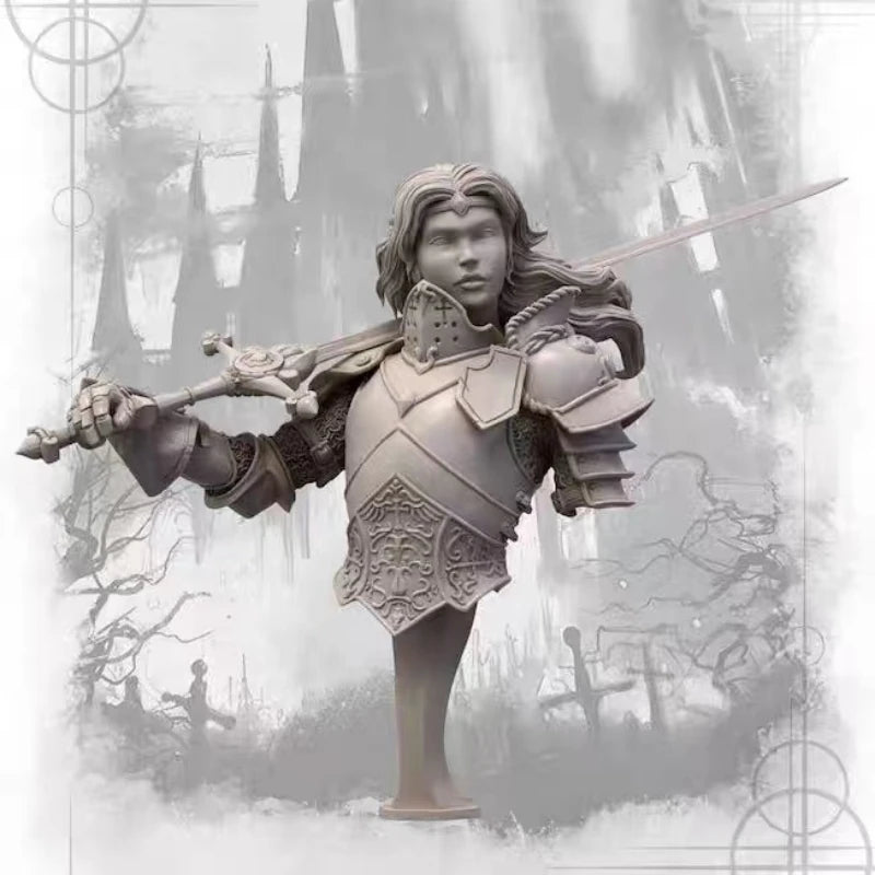 200mm Medieval Female Warrior, Resin Model Figure Kit, Fantasy Theme, Unassembled and Unpainted