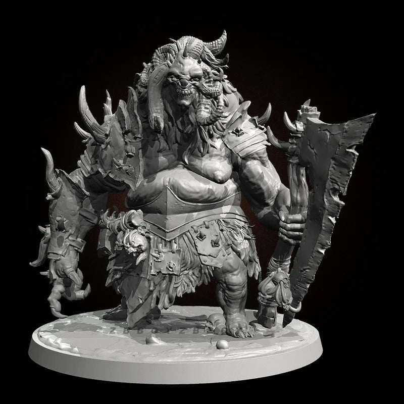 75mm Horned Demon Warlord with Twin Blades, Resin Model Figure Kit, Fantasy Theme, Unassembled and Unpainted