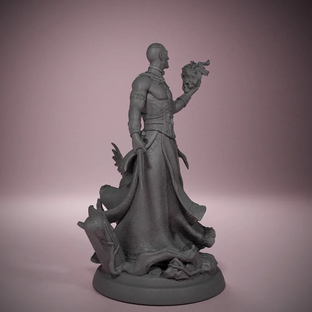 70mm Sorceress Commanding Winged Demons, Resin Model Figure Kit, Fantasy Theme, Unassembled and Unpainted