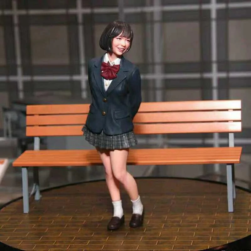 1/12 Modern Japanese School Student Girl, Resin Model Figure Kit, Unassembled and Unpainted