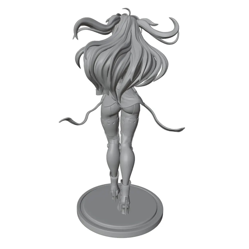 1/24 Long-Haired Anime Female in Red Tactical Suit, Resin Model Figure Kit, Anime Theme, Unassembled and Unpainted