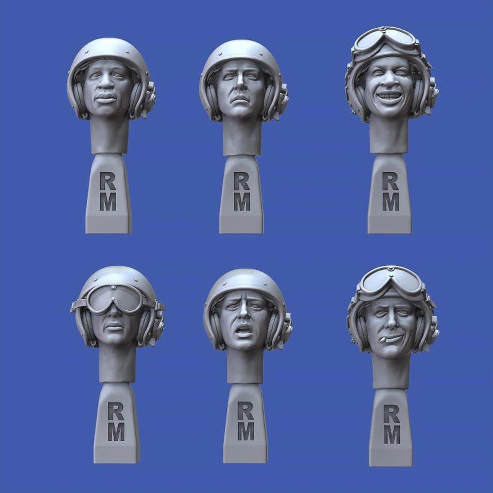1/35 Vietnam War U.S. Soldier Heads, 6 Figures, Resin Model Bust Kit, Unassembled and Unpainted