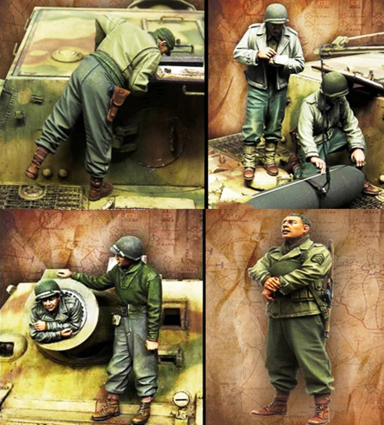 1/35 WWII German Tank Crew Performing Maintenance, 6 Figures, Resin Model Figure Kit, Unassembled and Unpainted